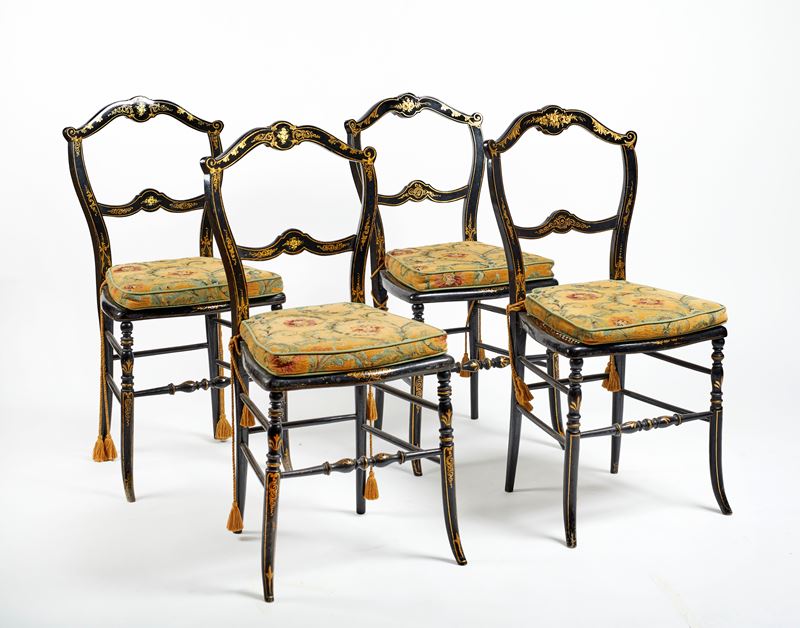 Set 4 sedie jappaned  - Asta Antiquariato e Argenti - Fidelis Auctions