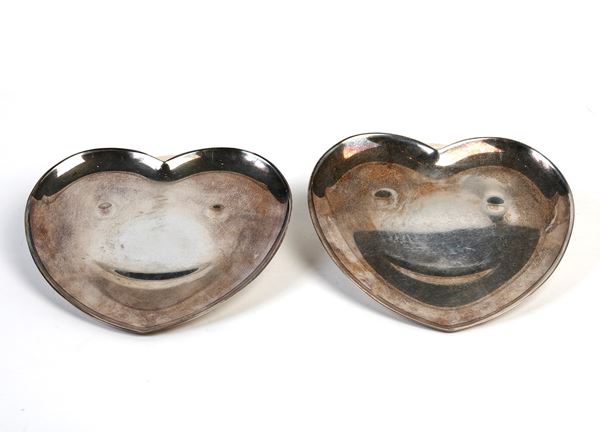 De Vecchi - Coppia di svuotatasche a forma di cuore in argento 925