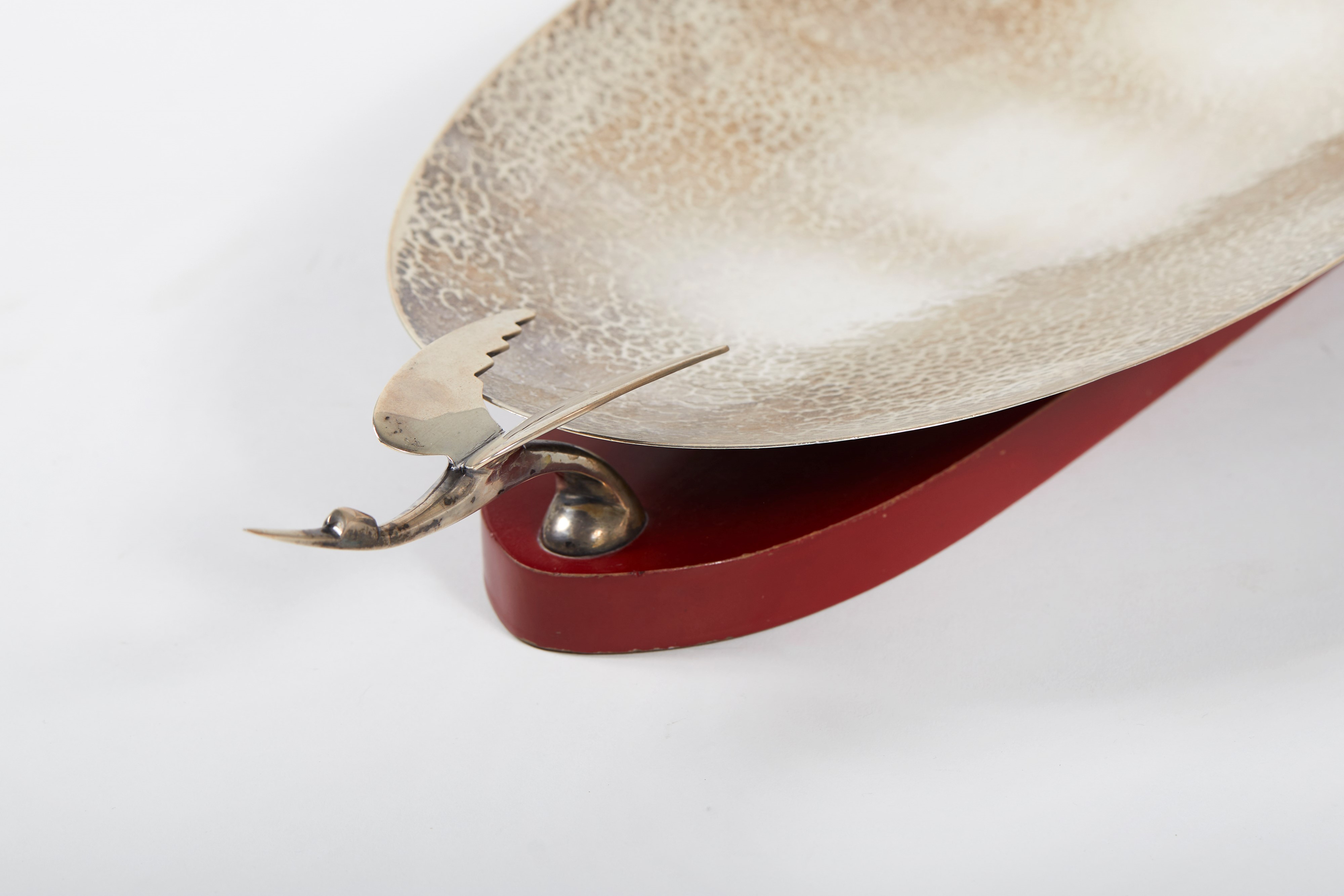 Centrotavola in argento 800 con manici a forma di Airone