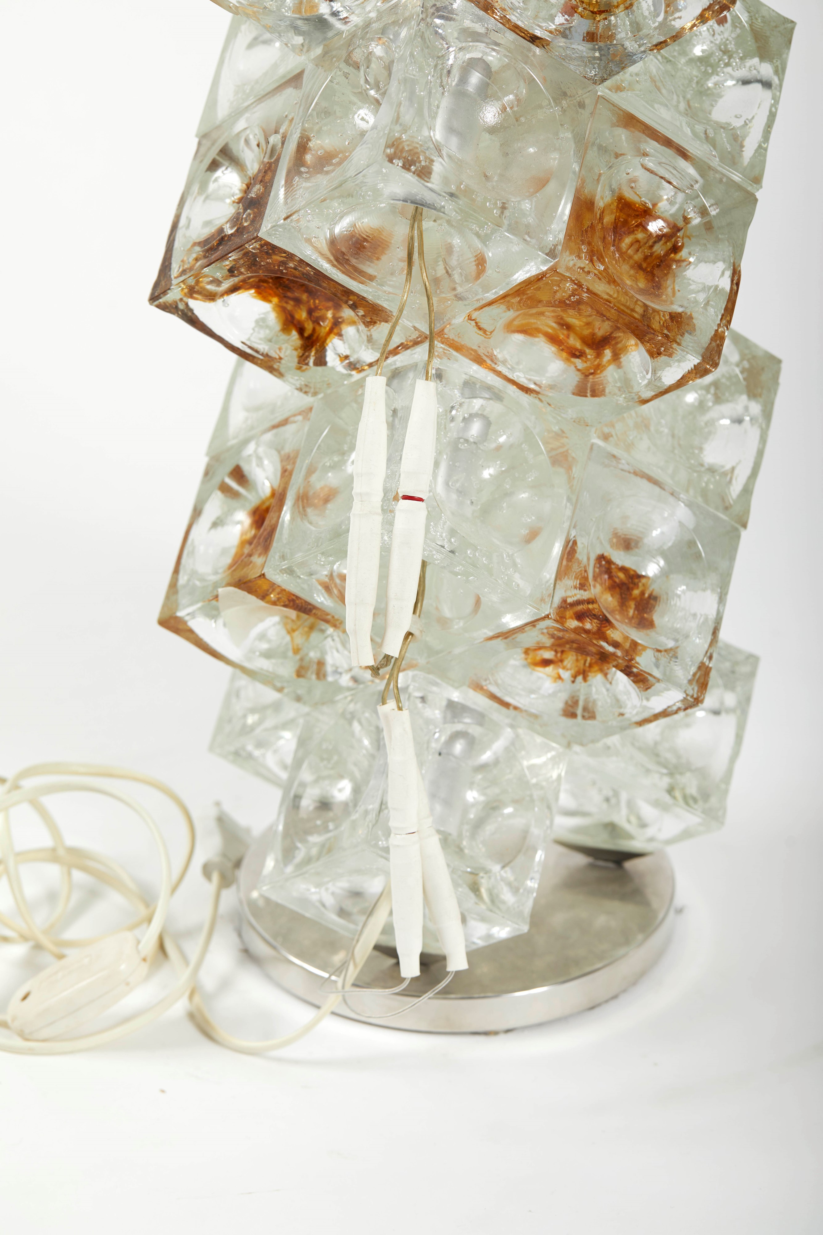 Lampada da tavolo in stile brutalista in vetro di Murano