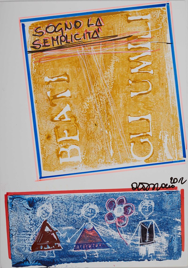Antonio Del Donno : "Sogno la semplicità"  - Asta ASTA ONLINE 1 - GRAFICHE E DIPINTI DEL XX SECOLO - Fidelis Auctions
