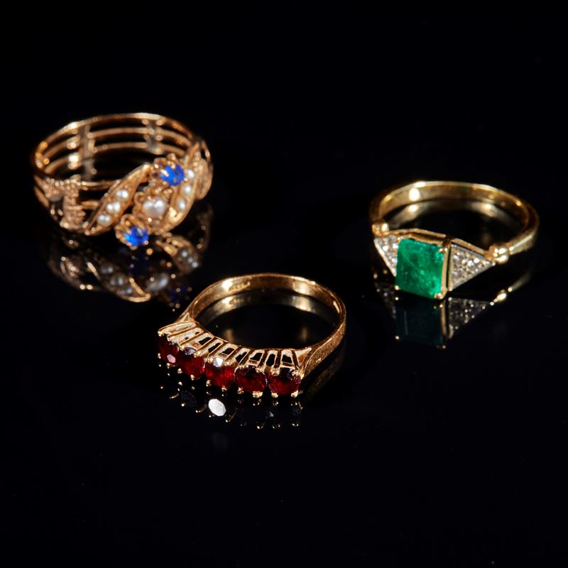 Lotto di tre anelli  - Asta GIOIELLI E PREZIOSI - Fidelis Auctions