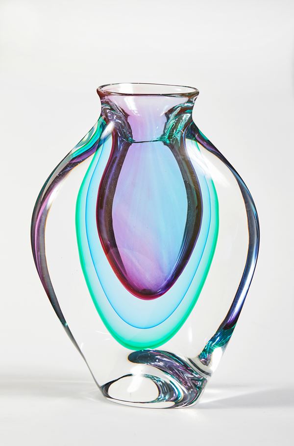 Seguso - Vaso in vetro sommerso a tre colori