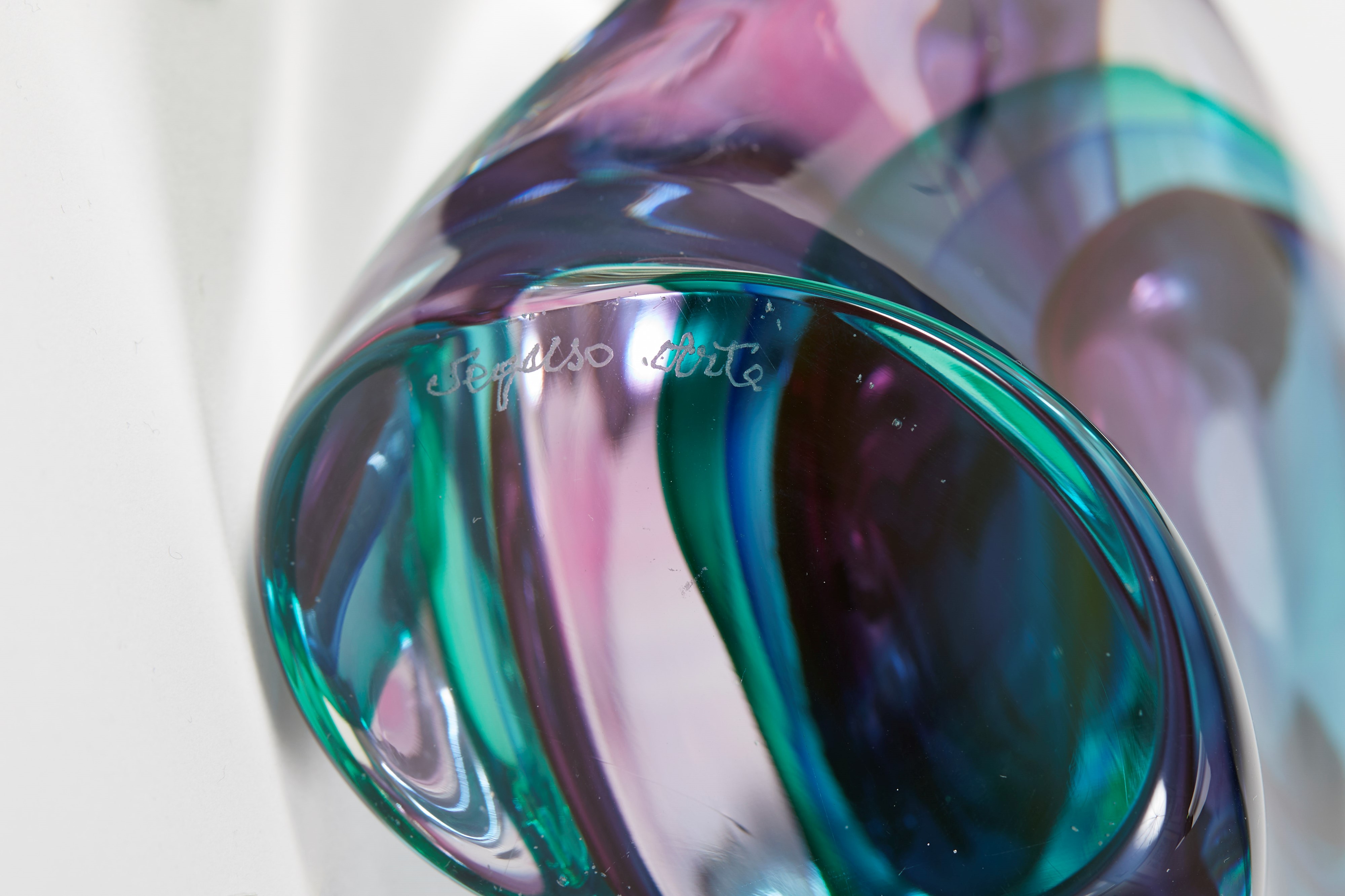 Vaso in vetro sommerso a tre colori