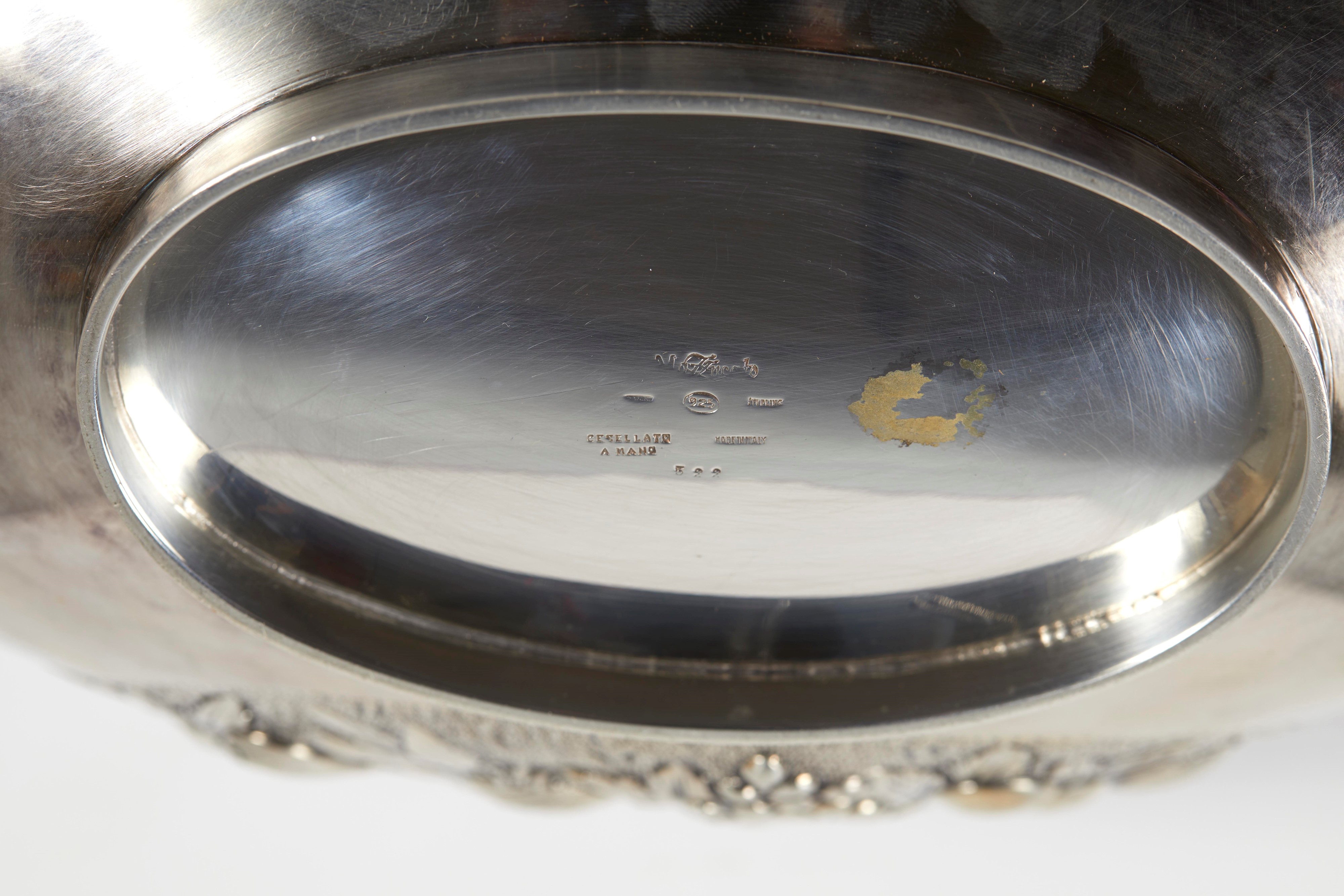 Grande centrotavola in argento 925 cesellato a mano