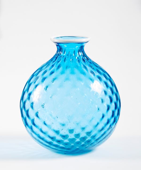Venini - Ballon Venini Vaso in Vetro Azzurro