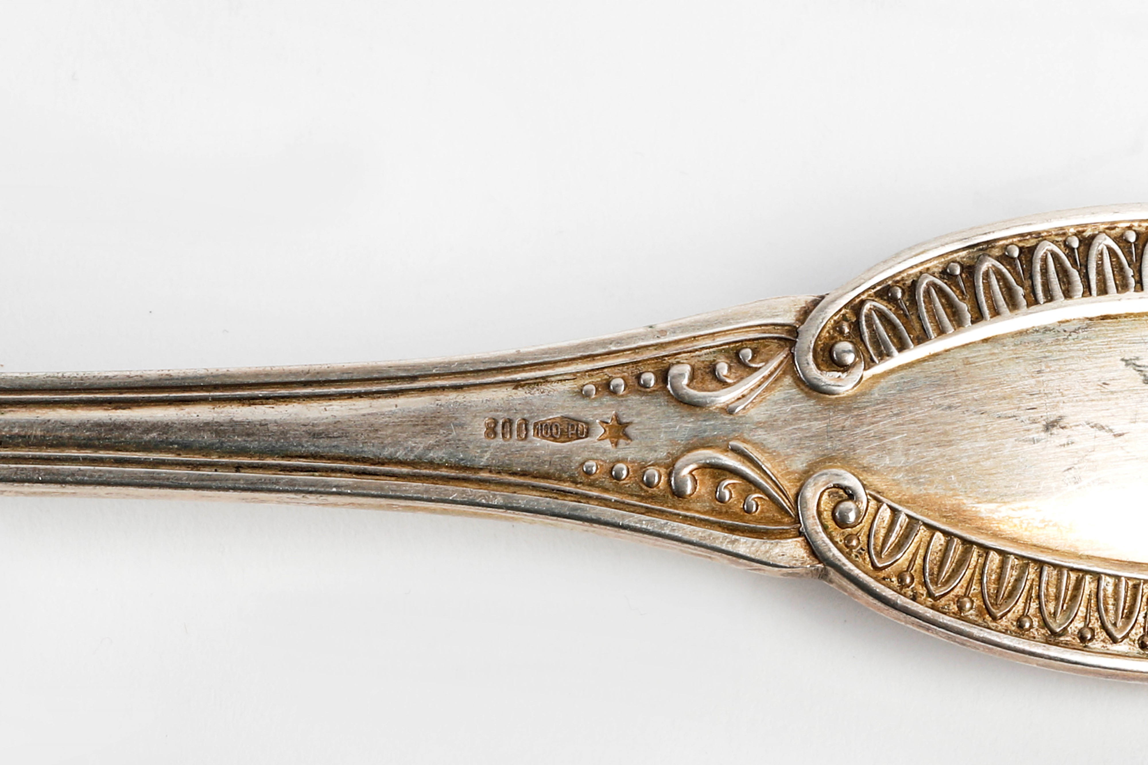 Servizio di posate da dolce in argento 800