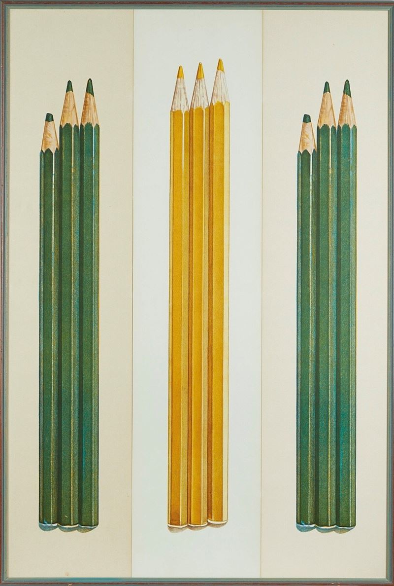 Piero Manai : "Matite"  - Litografia a colori su carta  - Asta Grafiche e Dipinti del XX secolo - Fidelis Auctions