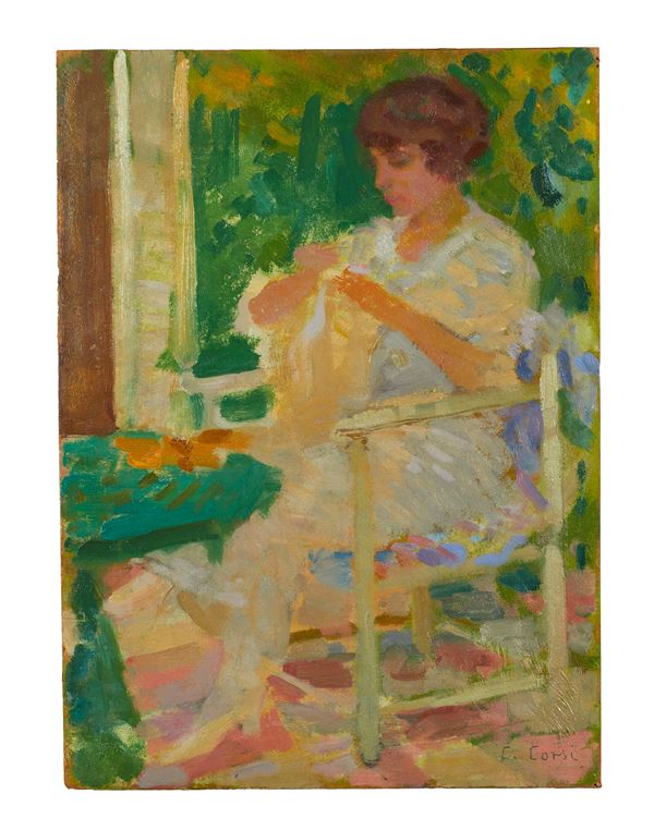 Carlo Corsi - Figura Femminile in Giardino