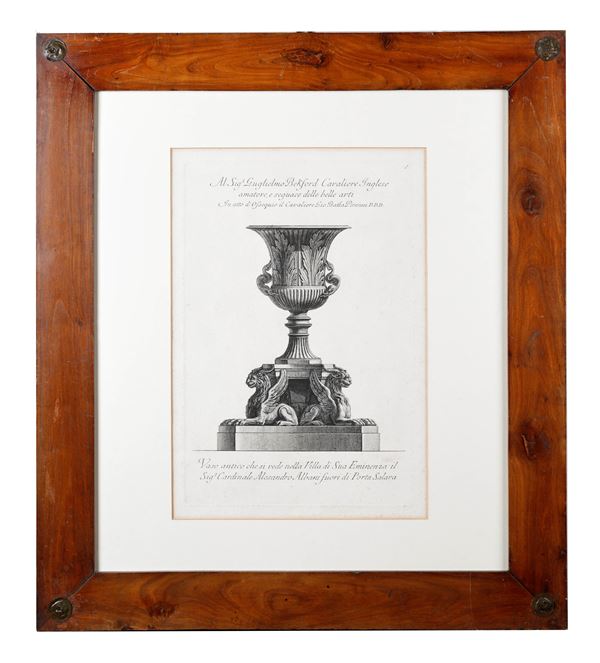 Francesco Piranesi - "Vaso antico che si vede nella Villa di Sua Eminenza il Sig. Cardinale Alesandro Albani fuori di Porta Salara"