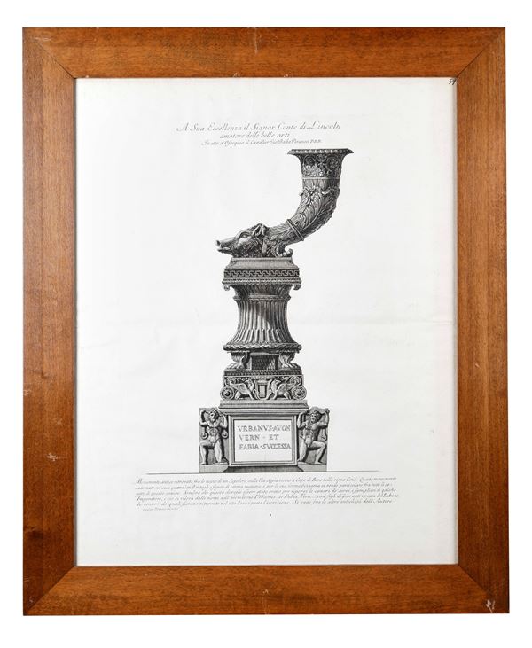 Francesco Piranesi - "Monumento antico ritrovato fra le ruine di un Sepolcro sulla Via Appia vicino a Capo di Bove nella vigna Cenci"