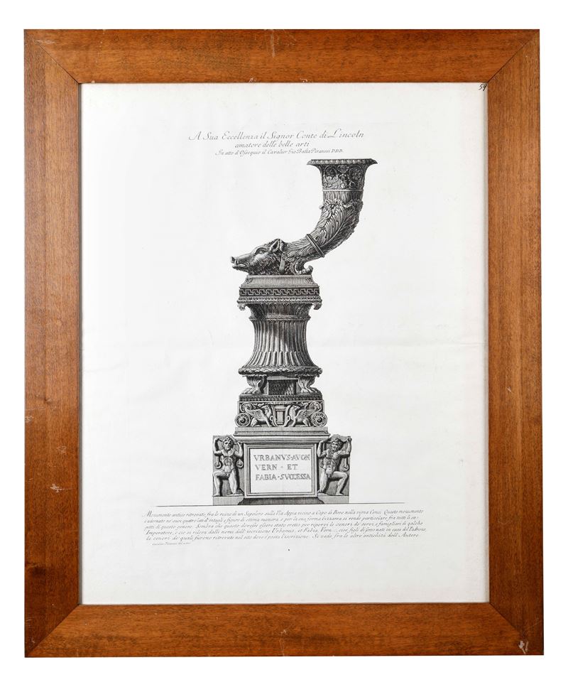 Francesco Piranesi : "Monumento antico ritrovato fra le ruine di un Sepolcro sulla Via Appia vicino a Capo di Bove nella vigna Cenci"  - Asta Dimore Eclettiche: II Sessione - Design e Antiquariato - Fidelis Auctions