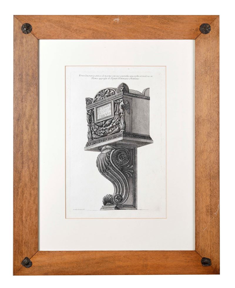 Francesco Piranesi : "Urna Cineraria antica di marmo con suo coperchio, una volta si vedeva in Roma appresso il Signor Tommaso Jenkins"  - Asta Dimore Eclettiche: II Sessione - Design e Antiquariato - Fidelis Auctions