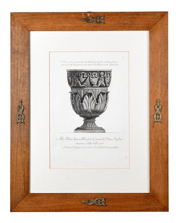 Francesco Piranesi -  "Vaso antico di marmo A che mostra di esser sostenuto da un giro di fondi"